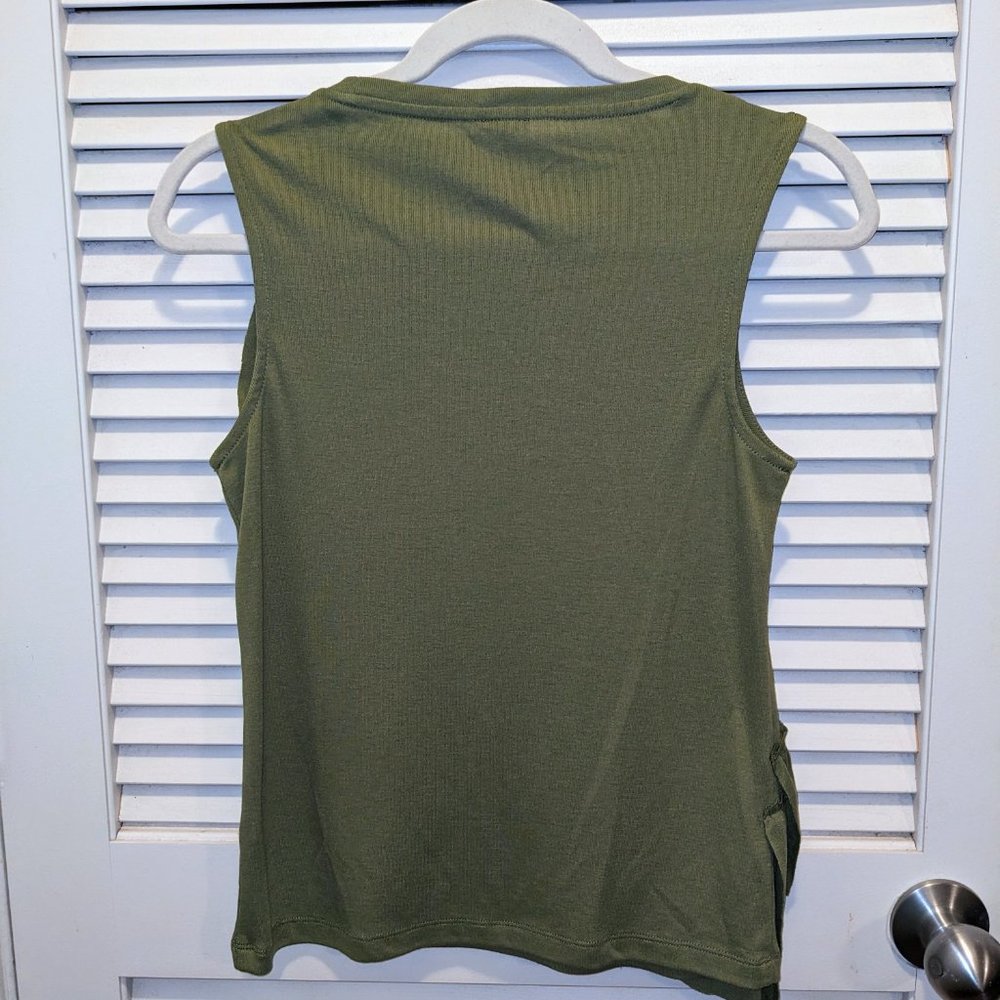 EUC J Crew Women's Drapey Two Tier Ruffle Tank Top Size XS Green Spring Preppy - Picture 6 of 9